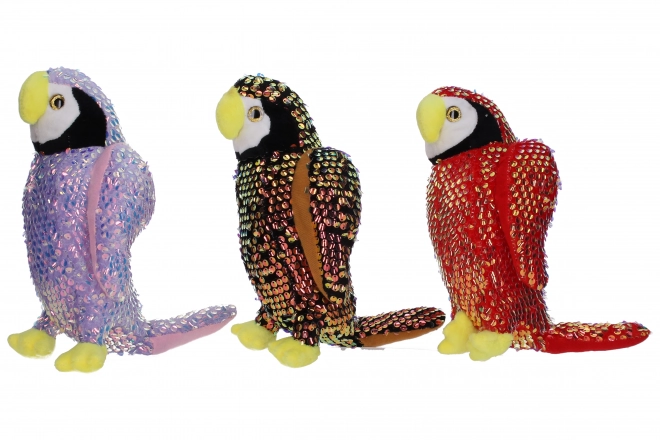Pluchen papegaai met pailletten 25 cm