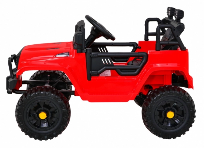 Accu-aangedreven Jeep Dark Night voor kinderen + langzame start + EVA + LED audio – Rood