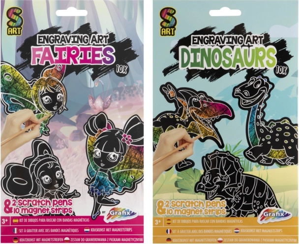 Krasmagneten – feeën en dinosaurussen, set van 10 stuks