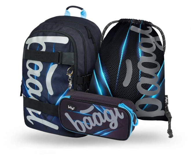Baagl schoolset Skate Bluelight – rugzak, etui en gymsack