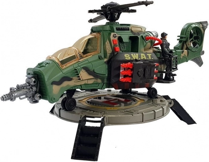 Grote SWAT-helikopter met geluidswaarschuwing