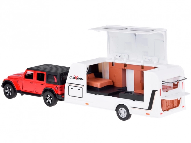 Auto voor vakantieterreinwagen met caravan