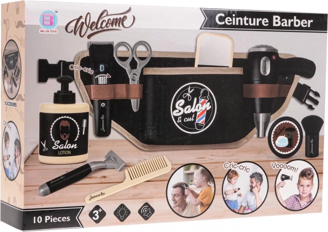 kinderkappersset van de kleine barbier met riem en accessoires