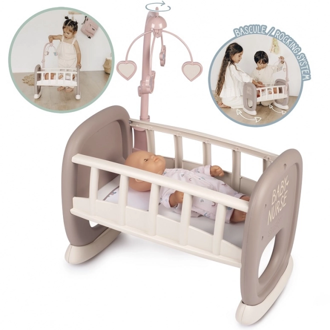 Smoby Baby Nurse wieg met mobiel voor poppen
