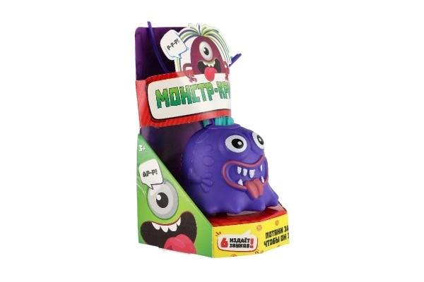 Monster met zuignap van plastic 7 cm op batterijen met geluid, licht 3 kleuren in doos 12 stuks in box