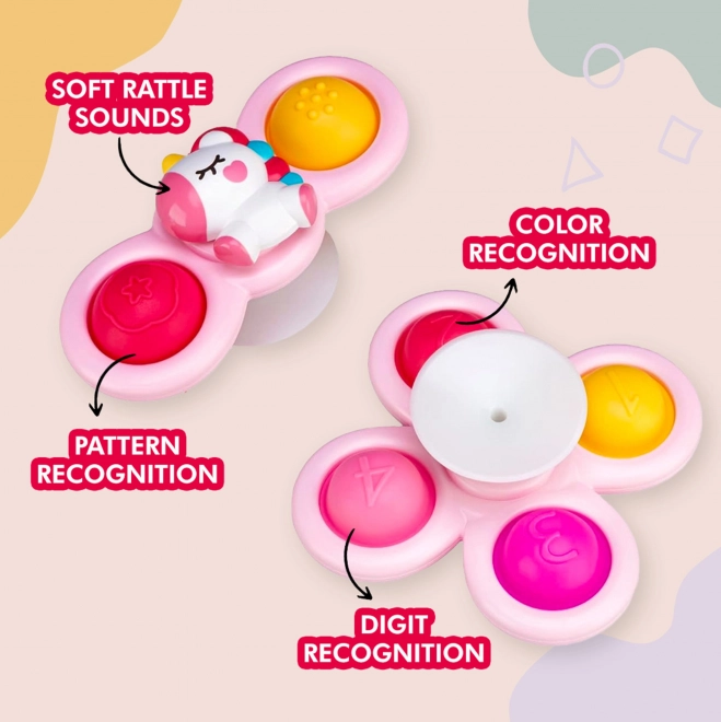 WOOPIE kinderkosmische spinner pop-it sensorisch speelgoed roze, set van 3 stuks