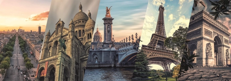 Panoramische puzzel Parijs collage 2000 stukjes DINO