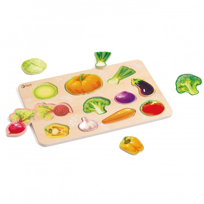Houten montessori puzzel met groenten