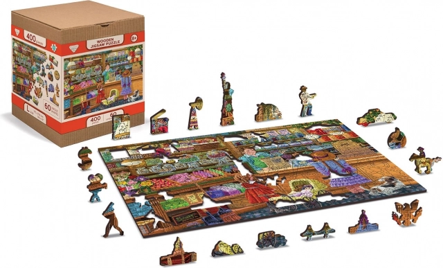 Houten dubbelzijdige puzzel WOODEN CITY Zoet Avontuur 2-in-1, 1000 stukjes
