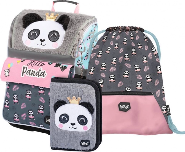 Schattig pandaontwerp in de hele set
