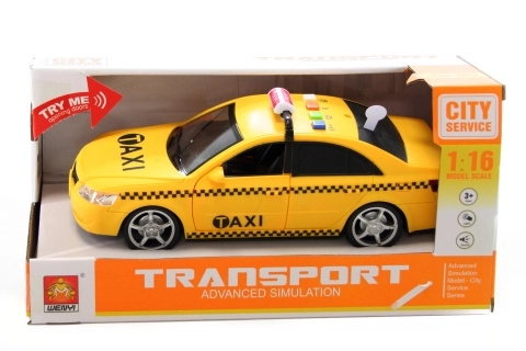 Kunststof taxi op batterijen met licht en geluid