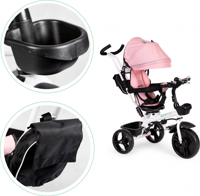 ECOTOYS Driewieler, Sportieve kinderwagen - roze