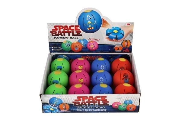 Flat Ball - Gooi de schijf, vang de bal! plastic 8cm 4 kleuren 12st in doos