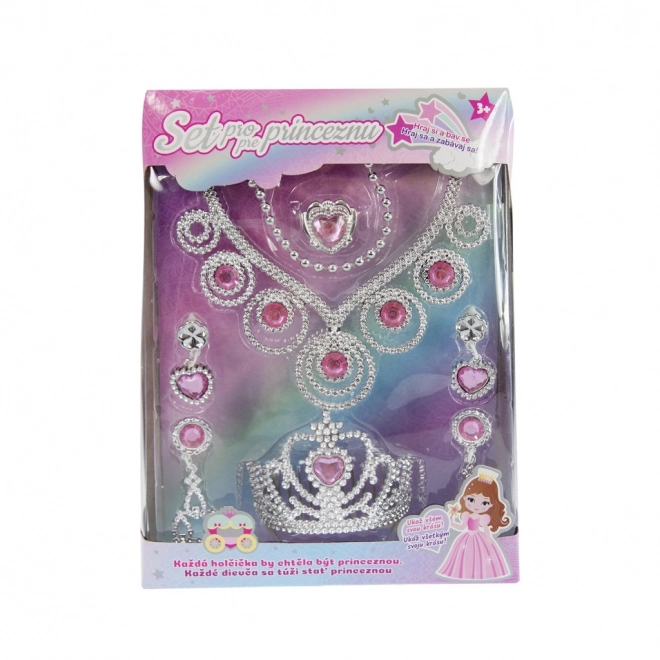Set voor prinses kroon, oorbellen en ketting