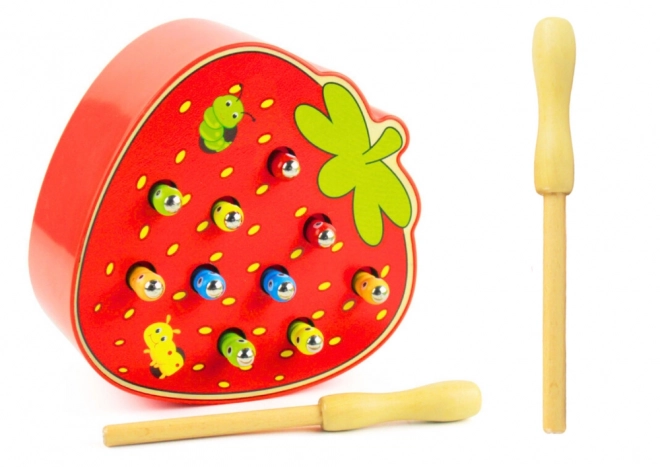 Houten spel voor wormen vangen - Rode aardbei