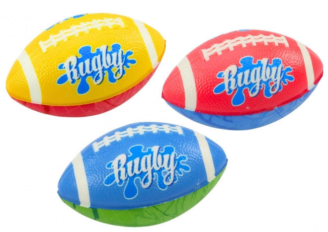 Set van 3 foamrubberen rugbyballen in 3 kleuren