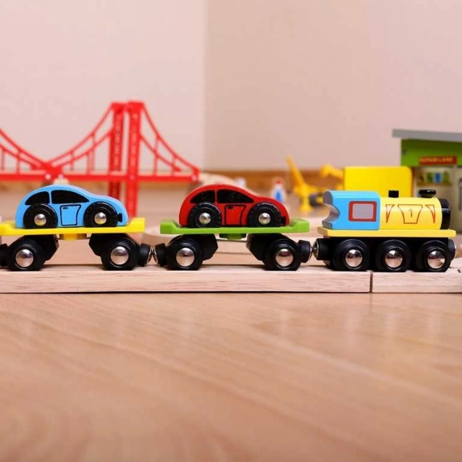 Bigjigs Rail Goederentrein met auto's en rails
