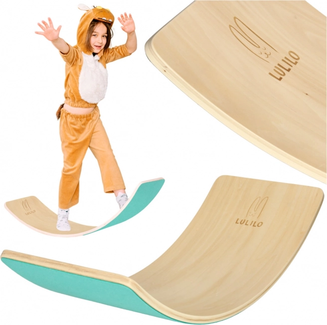 Houten balansbord met vilt Lulilo AJLO – Turkoois