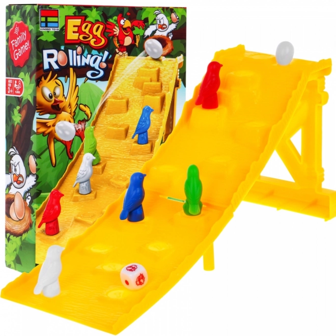 Bordspel "Vallend ei" voor kinderen 3+ Vogeltjesrace + 4 pionnen + dobbelstenen + ei-figuur
