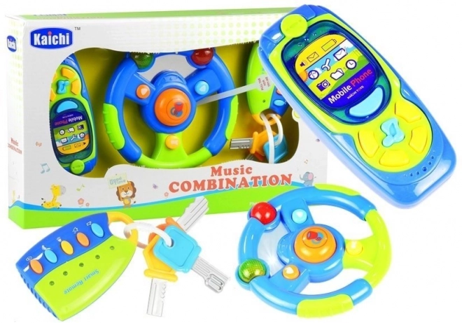 Interactieve muziekspeelset voor kinderen - stuur, telefoon en sleutels