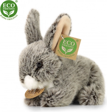 Pluchen konijn donkergrijs liggend 17 cm ECO friendly