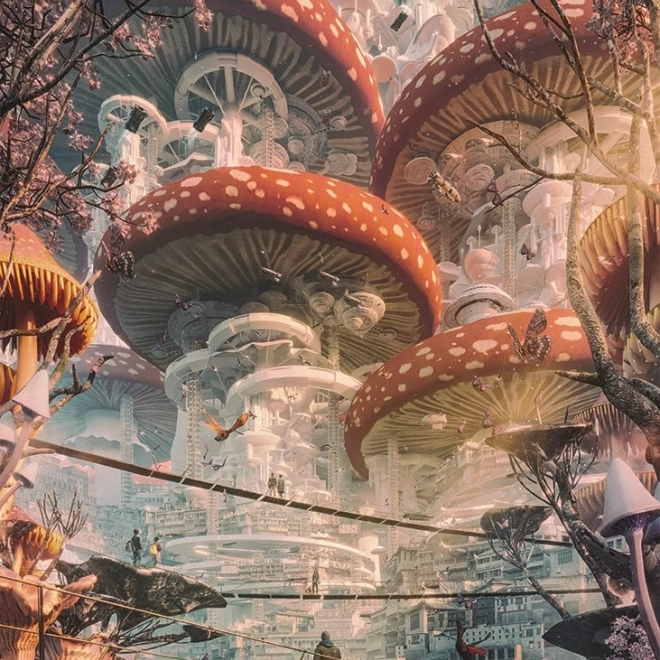Puzzle Future Cities: Paddenstoelenrijk 1000 stukjes