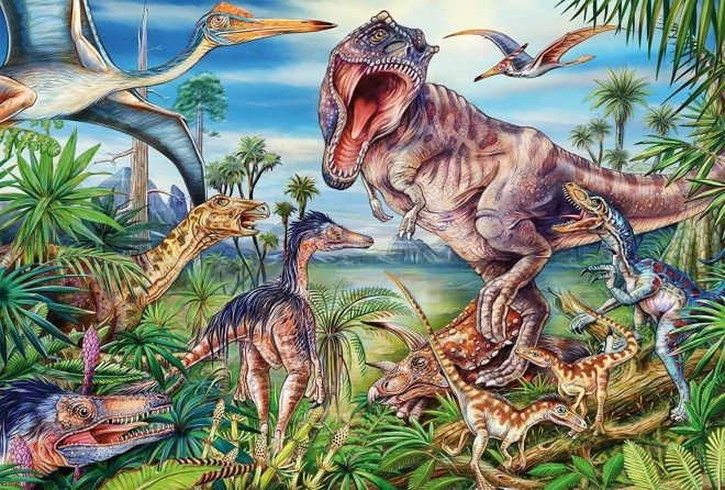 Puzzel Tussen de dinosaurussen 60 stukjes SCHMIDT
