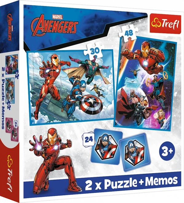 TREFL Set 3-in-1 Avengers: Helden in actie (2x puzzel + memory)