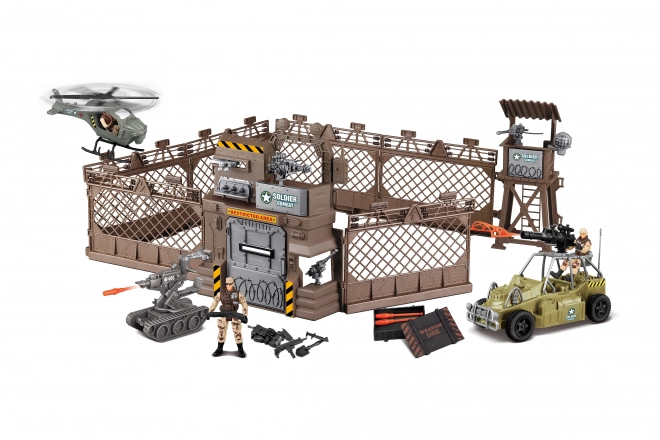 Militair fort met helikopter met effecten 177 cm