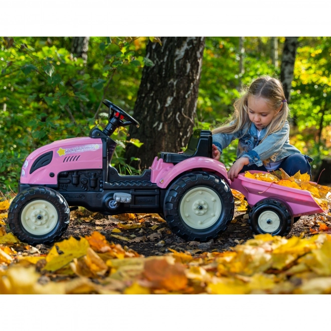 Tractor trapauto County Star met roze aanhangwagen