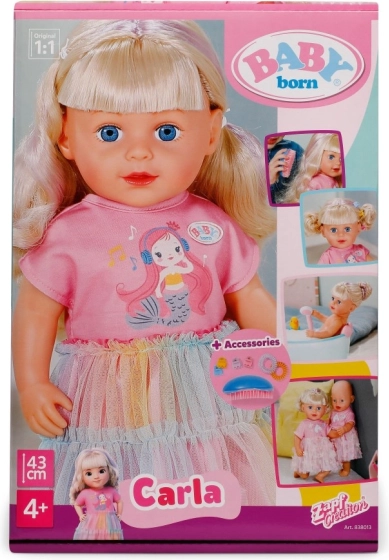 Pop BABY born Carla 43 cm met haarstylingsaccessoires