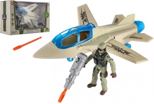 Militaire set straaljager en soldaat met accessoires, plastic speelset