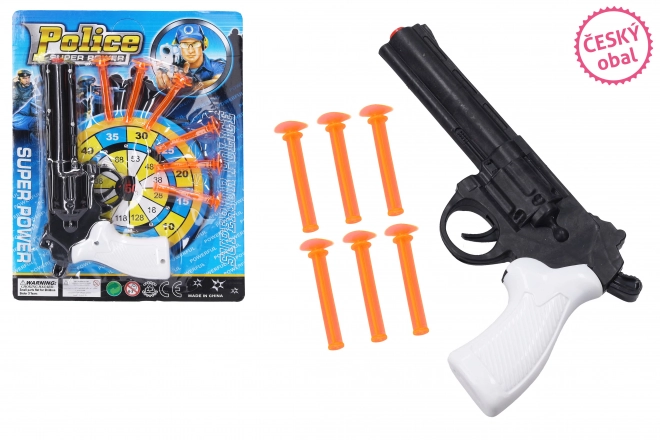 Speelgoedpistool met zuignap pijlen set 21 cm