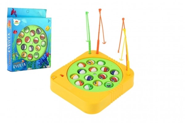 Spel Vissen/Vissers gezelschapsspel 16x17,5cm op batterijen in doos 16x22x3,5cm