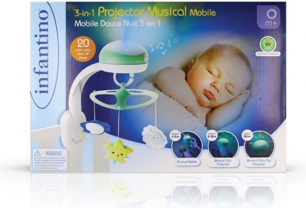 infantino 3-in-1 projectie muziek-mobiel groen