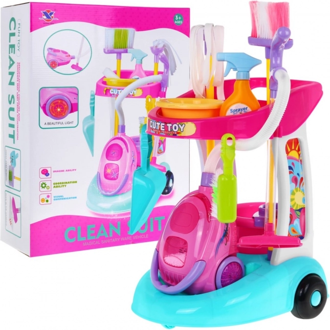 Grote schoonmaakwagen voor kinderen met interactieve stofzuiger en accessoires