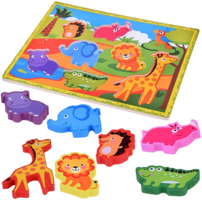 Houten puzzel safari dieren vormen combineren ZA5256