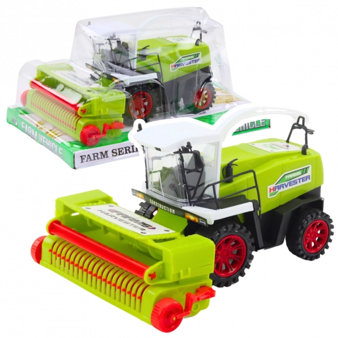 Groene beweegbare landbouw combine speelgoed met aandrijving