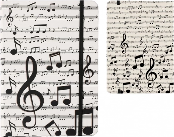 Notitieblok A5 met harde kaft muzikale print