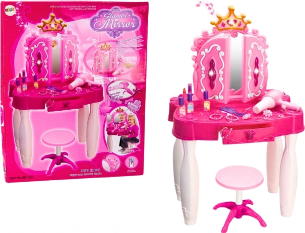 Kinderkaptafel met toverstaf en MP3, roze