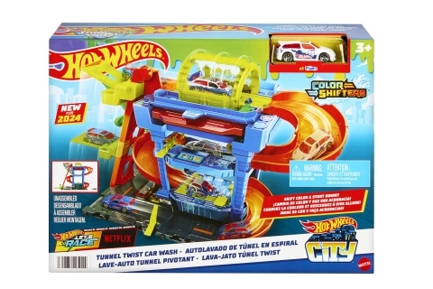 Automatische Wasstraat Hot Wheels City Color Shifters met draaiende tunnel