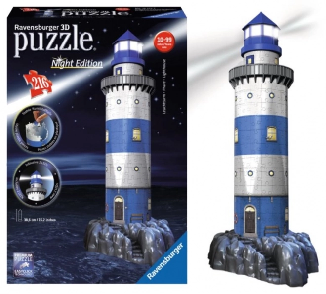 Ravensburger lichtgevende 3D puzzel vuurtoren nachteditie 216 stukjes