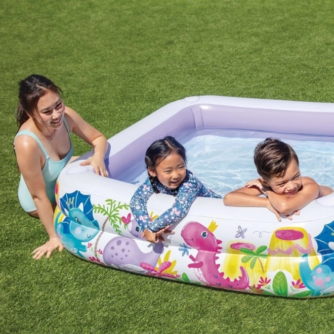 Opblaasbaar kinderzwembad met luifel intex dino