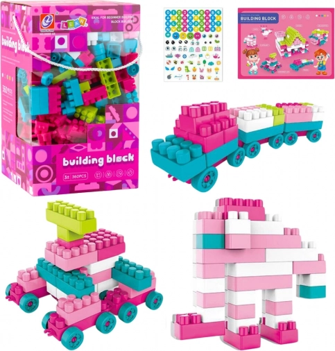 Ruimtelijke bouwstenen pastel roze 360 stuks