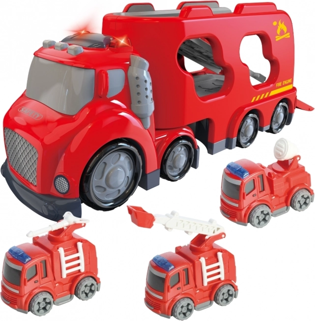 Grote rode sleepwagen City Truck met licht- en geluidseffecten