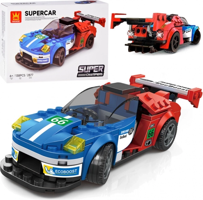 Technische bouwset sportauto blauw‑rood 138 stukjes