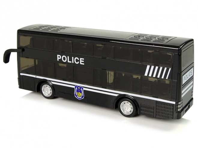 Politie dubbeldekker zwarte bus met wrijvingsaandrijving