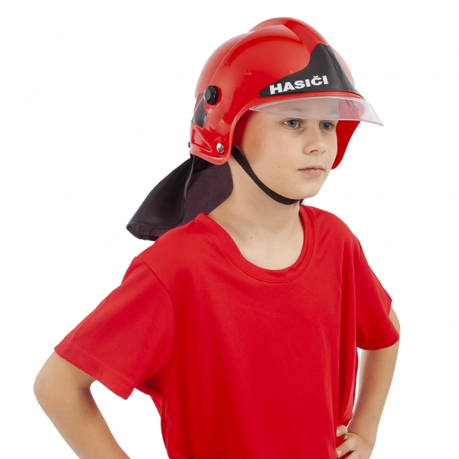 Kinderen helm/helm brandweerman rood CZ tekst