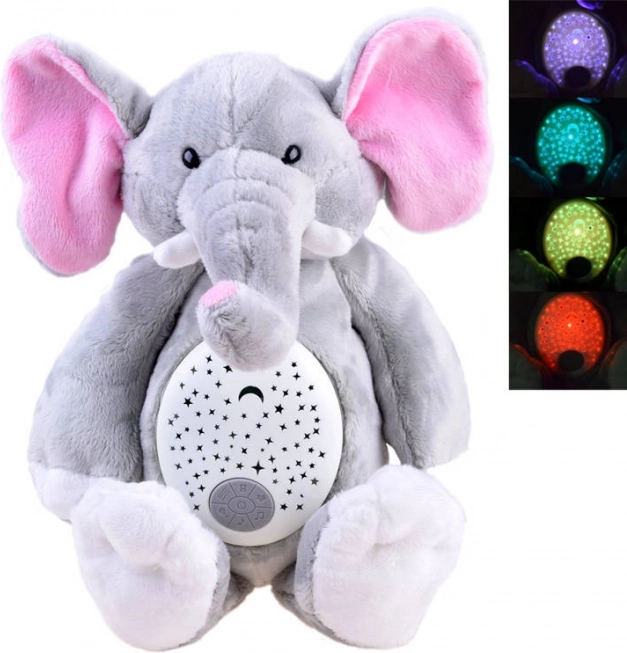 Pluchen olifant met projector en slaapliedje
