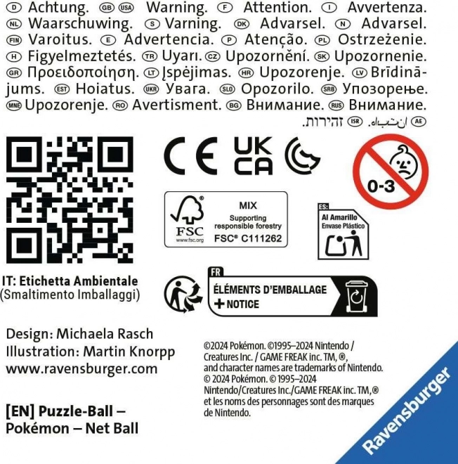 RAVENSBURGER 3D Puzzelbal Pokémon: Netbal 54 stukjes